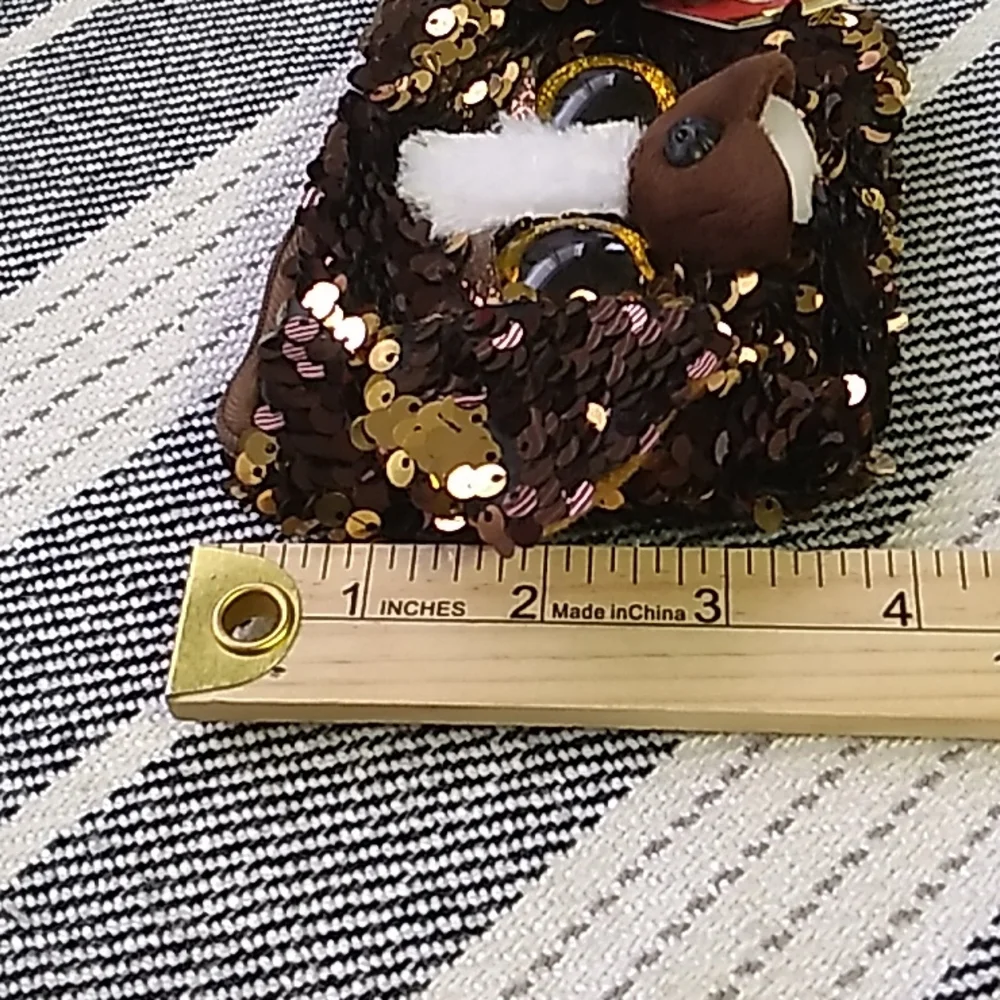 TY small wallet or change purse brown and gold dog with big eyes